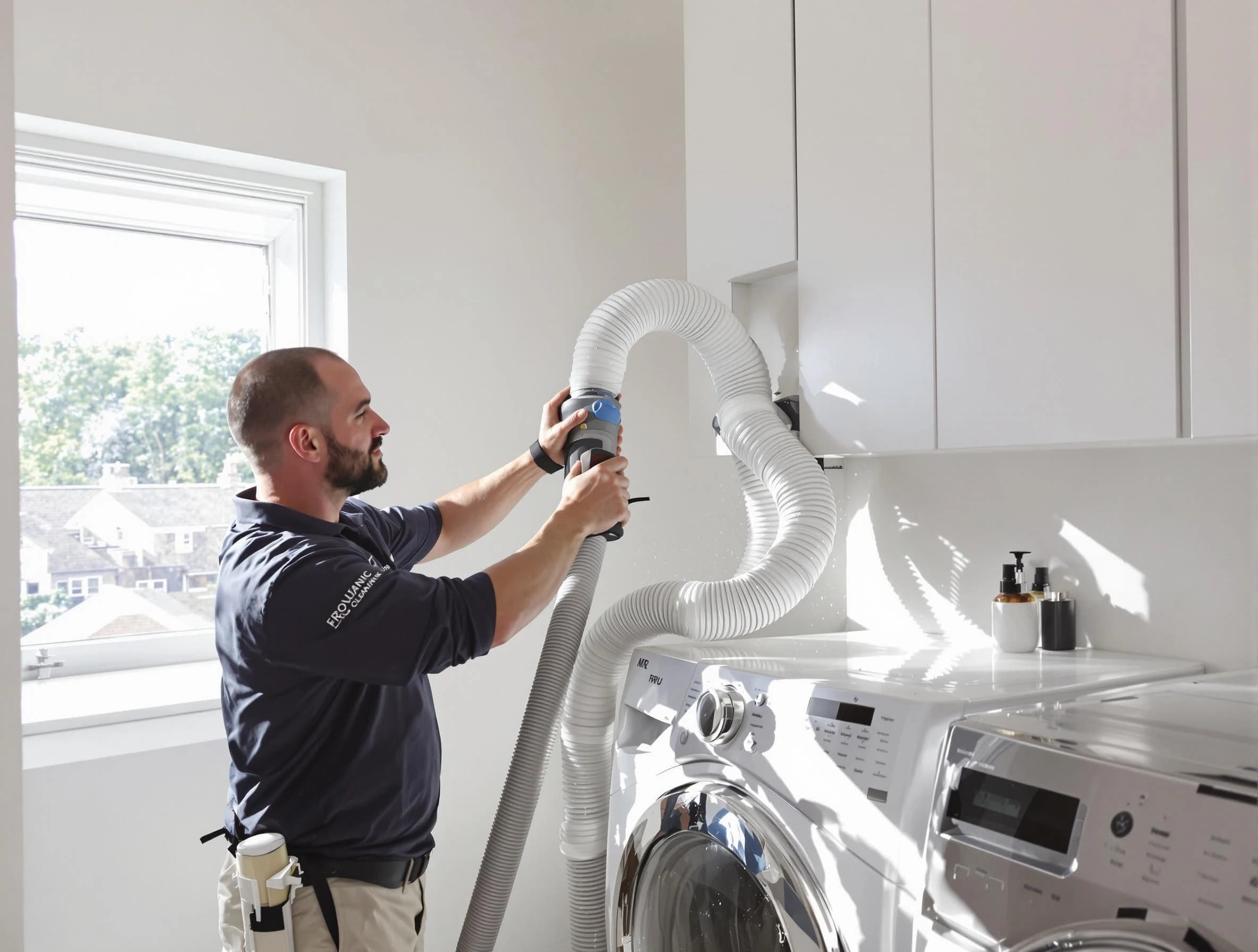 Certified Mapleton Dryer Vent Cleaning technician performing dryer vent cleaning in Mapleton